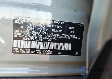 2020 Toyota Rav4 Xle z USA, uszkodzony, nr VIN 2T3P1RFV5LC072445